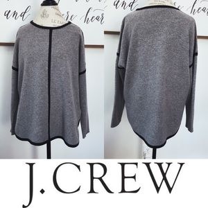 J.Crew Wool Crewneck Contrast Piping Sweater C4